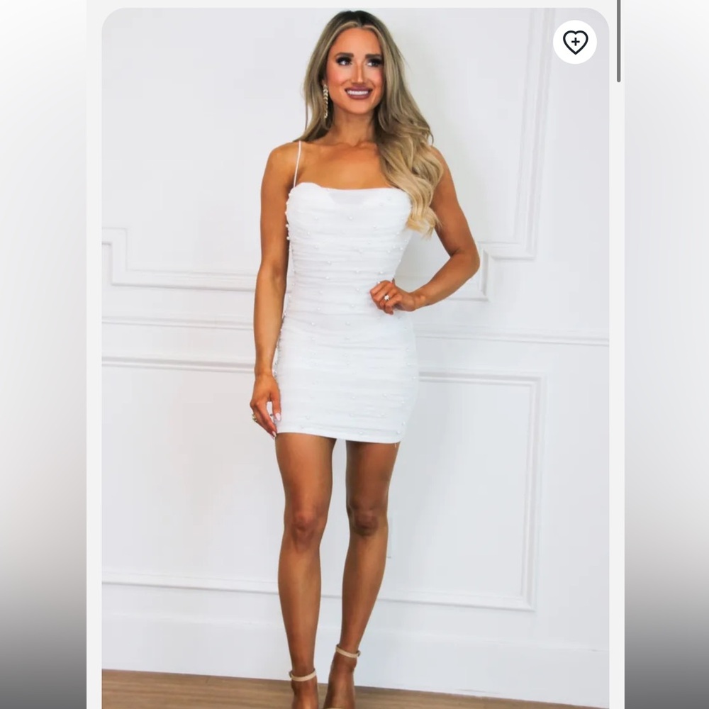 BRIDES! Pretty in Pearls Bodycon Dress: White - Small / WHITE Bella and Bloom